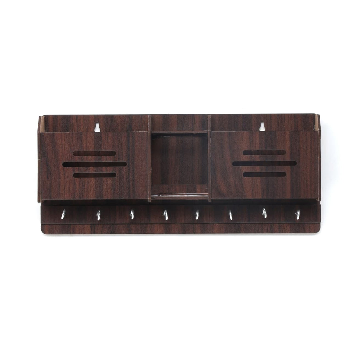 Premium Wooden Wall-Mounted Key & Phone Holder Organizer