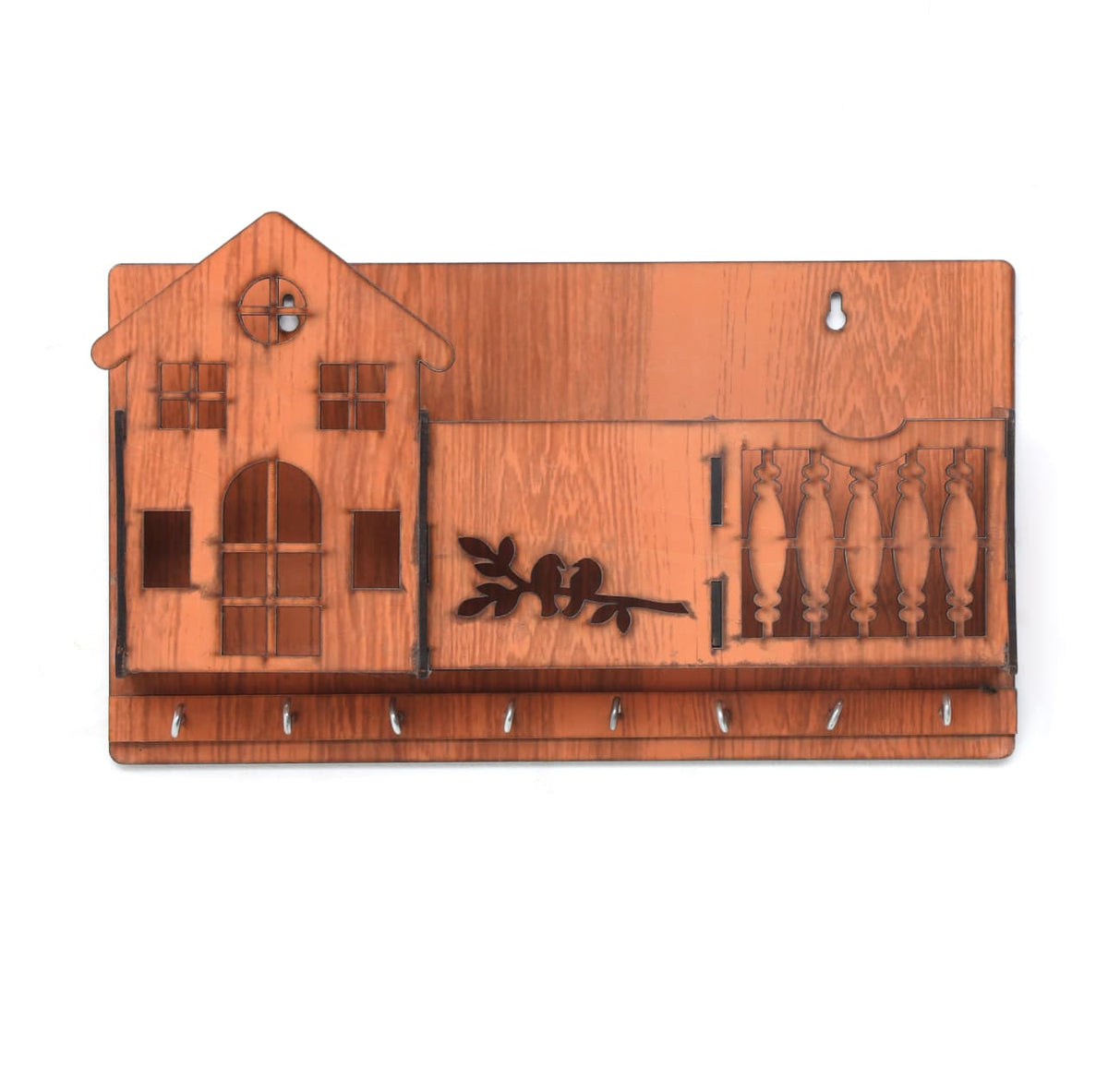 Premium Wooden House Design Wall-Mounted Key &amp; Phone Organize