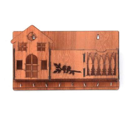 Premium Wooden House Design Wall-Mounted Key &amp; Phone Organize